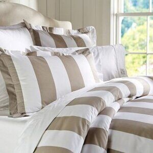 Pottery Barn PB Classic 400 Thread Count Duvet Cover in Stripe / Taupe
